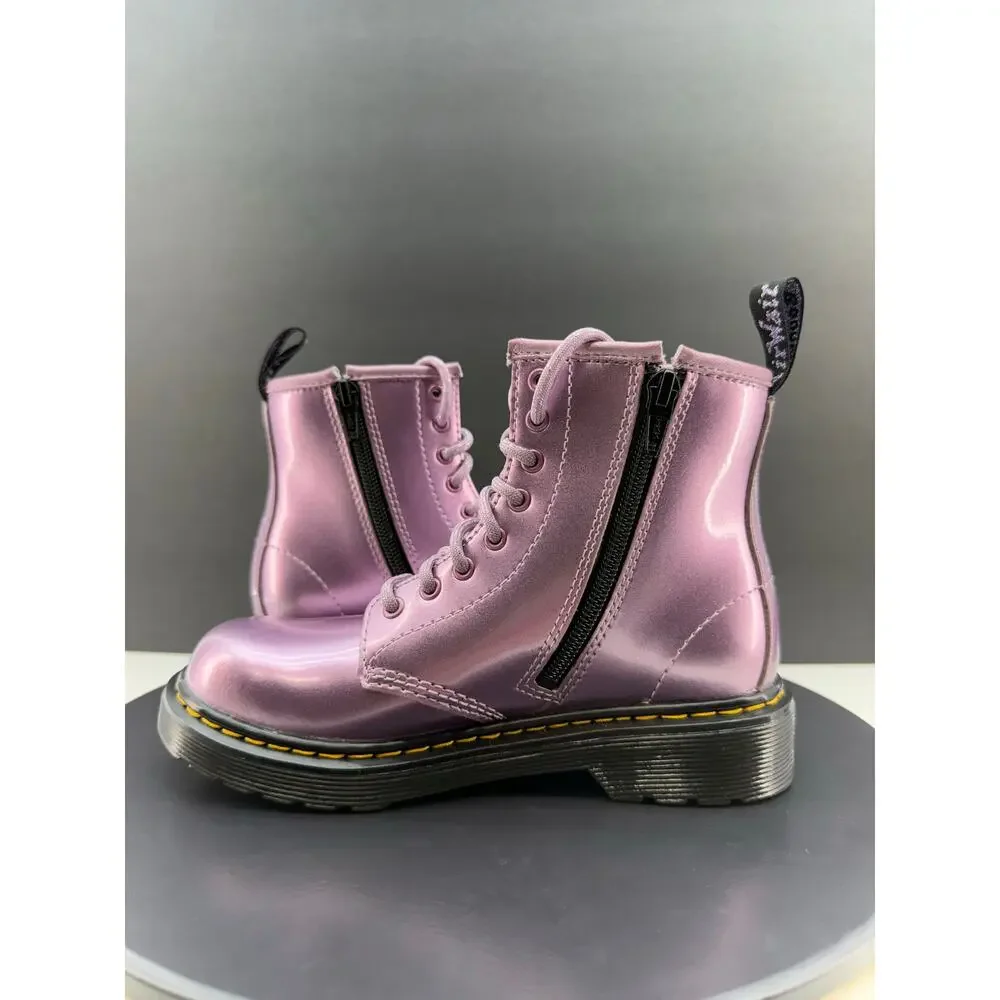 Dr. Martens‎ Junior 1460 Size 1 Metallic Pink Sparkle Lavender Combat Boots NEW